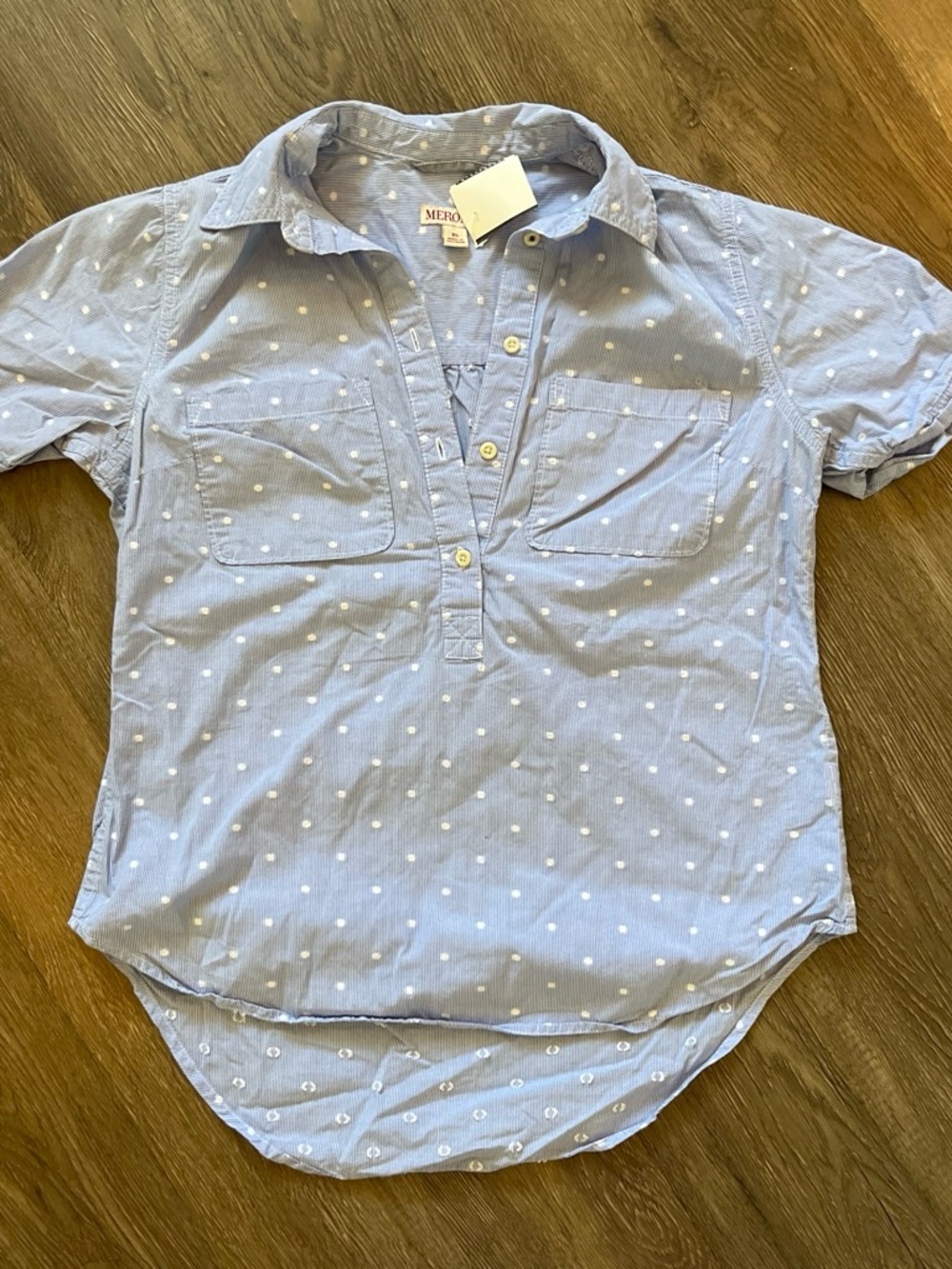 Merona Light Blue Polka Dot Shirt